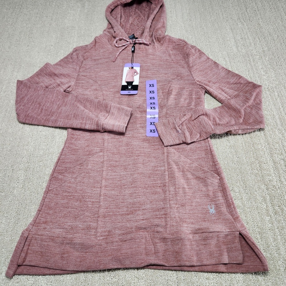 Spyder Active Hoodie Women XS Tunic Length Running Athleisure Workout Pink Train